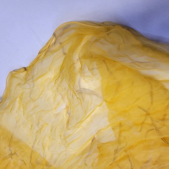Double Layer Yellow Silk Rectangular Scarf - Picture 7 of 8